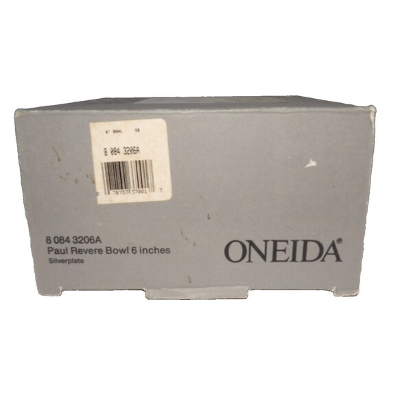 Oneida Paul Revere USA 1987 In Box Footed 6" Reproduction Crest Silver Plate VTG - Picture 10 of 11